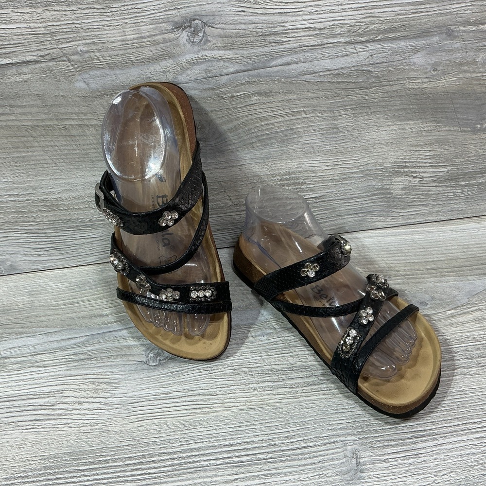 Birkenstock Betula Sandals Slides Black Leather Bedazzled Women's Size 38-7 N US - Picture 9 of 12